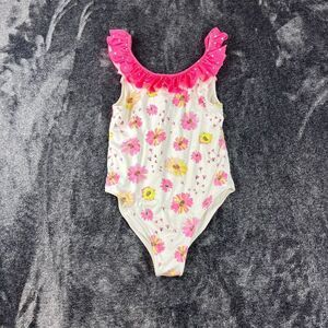 Love Shack Fancy Girls 12Y Swimsuit One Piece Floral Pink White Ruffle
